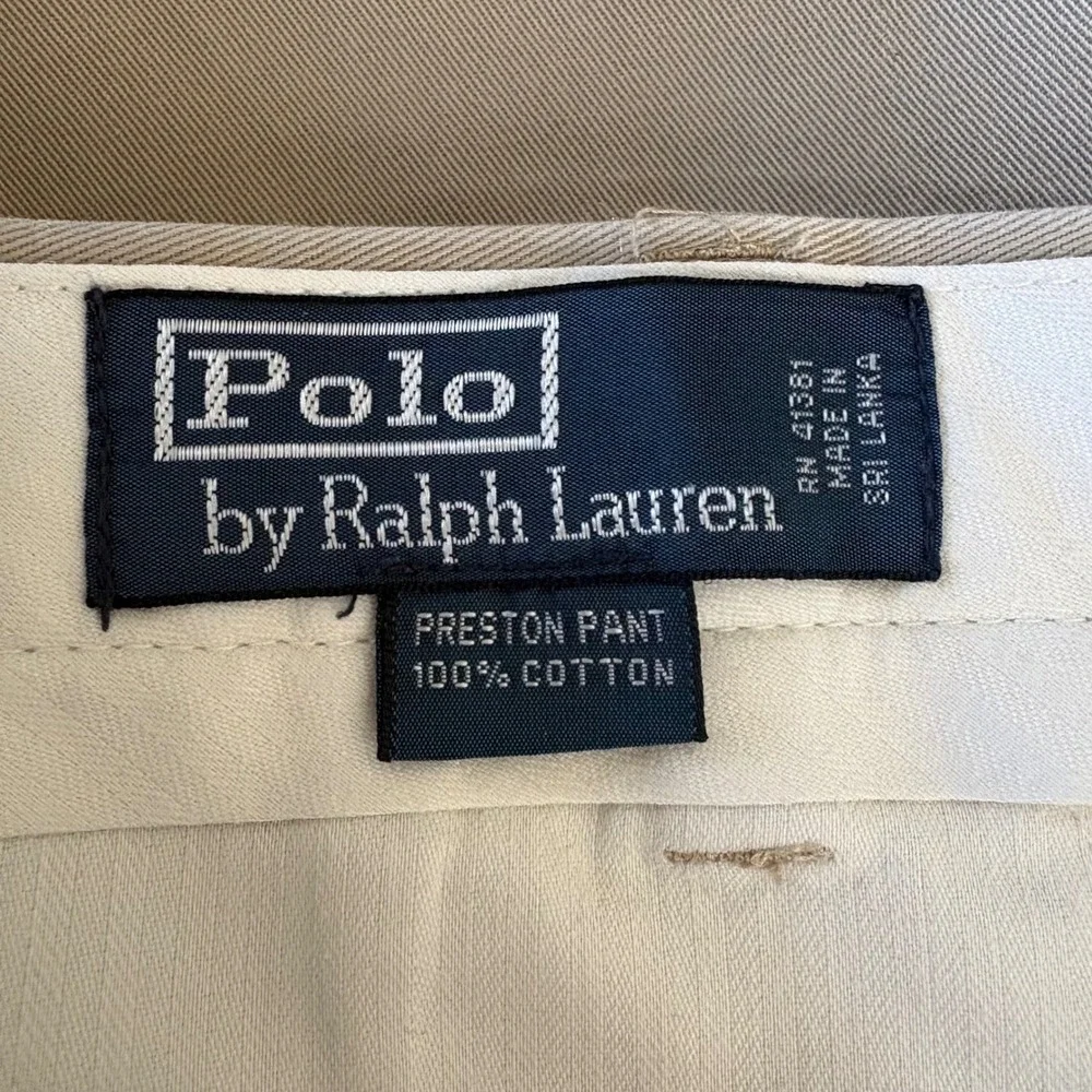 Polo Ralph Lauren Preston Pant Mens 40x32 Tan Chino Cotton Straight Trousers‎